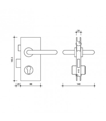 CCBM-EURO-GP CERRADURA CON MANILLA Y POMO FIJO