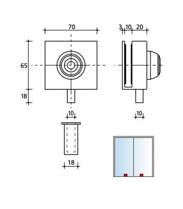 CERRADURA QUIPÓN SUELO GLAX REDONDA