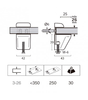 SOPORTE ESTANTERIA CLIP
