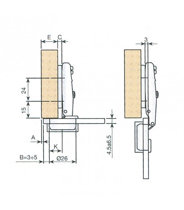 BISAGRA LATERAL RECTA Ø 26