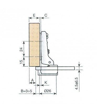 BISAGRA LATERAL ACODADA Ø26