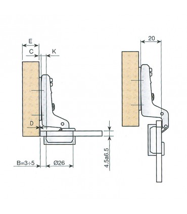 BISAGRA LATERAL SUPERACODADA Ø 26