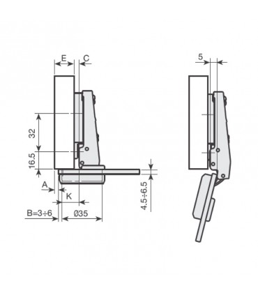BISAGRA LATERAL RECTA Ø 35