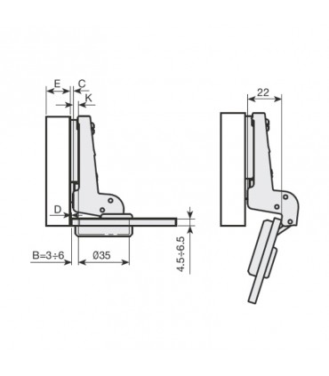 BISAGRA LATERAL SUPERACODADA Ø 35