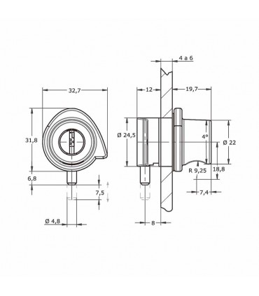 CERRADURA PUERTA BATIENTE REDONDA TRIANGULAR
