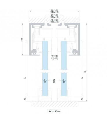 SV - X70 Montaje a techo doble corredera