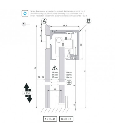 SV - X110 Montaje pared vidrio