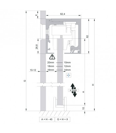 SV - X150 Montaje pared vidrio