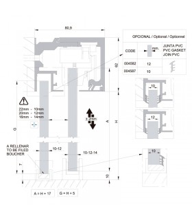 SV - X150 Montaje pared vidrio fijo