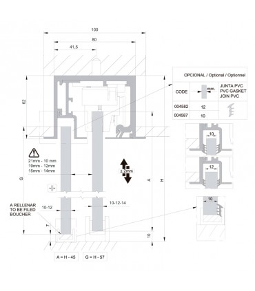SV - X150 Montaje falso techo vidrio fijo