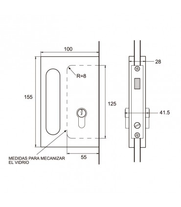 Cerradura aluminio c/gancho