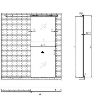 KIT COMPLETO FIJO+PUERTA CORREDERA ALUMINIO CON SOFTCLOSE
