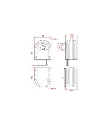CERRADURA + CERRADERO A VIDRIO